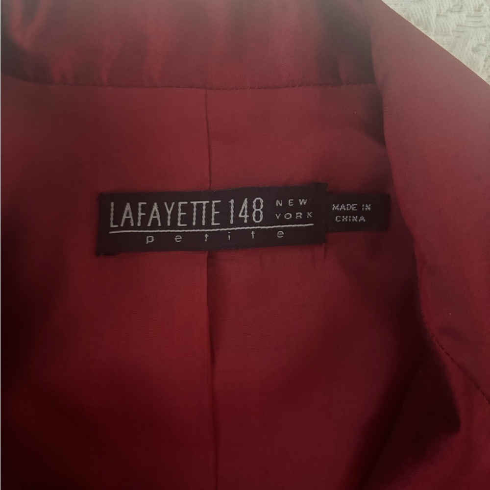 Lafayette 148 New York Deep Red Silk Blazer - Picture 3 of 11